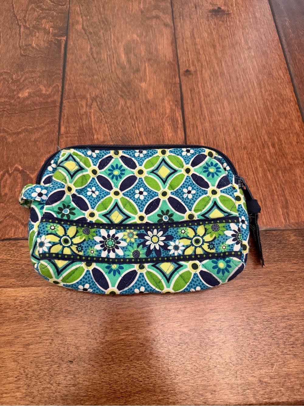 Vera Bradley Quilted Cosmetic Pouch in Blue, Green & Navy